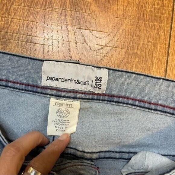 PAPER DENIM & cloth Men's Ligh Blue Distressed Skinny Jeans Stretch Size 34 - Picture 3 of 7